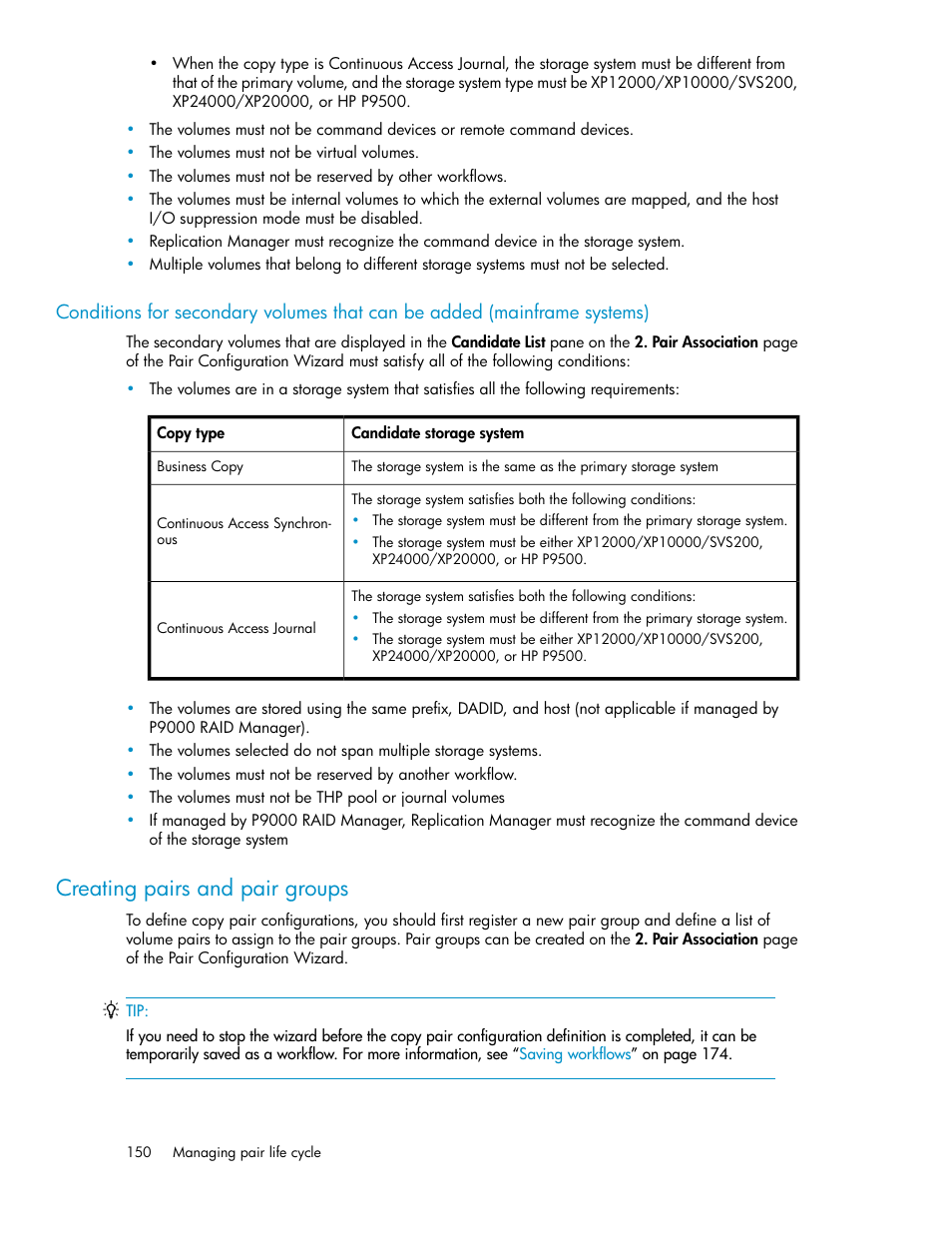 Creating pairs and pair groups | HP XP Array Manager Software User Manual | Page 150 / 472