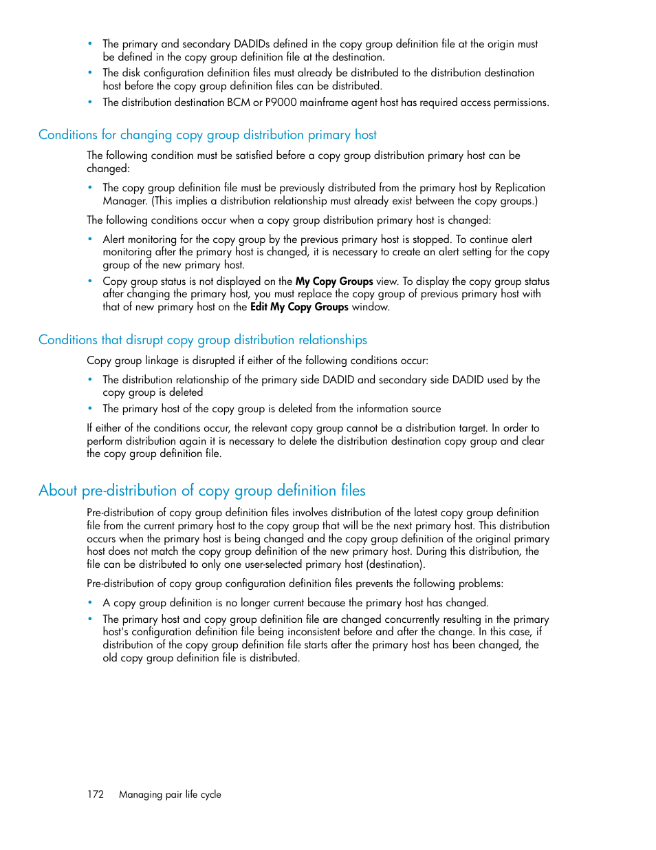 About pre-distribution of copy group definition, Files | HP XP Array Manager Software User Manual | Page 172 / 472