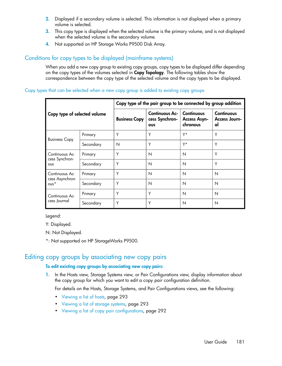 Editing copy groups by associating new copy pairs | HP XP Array Manager Software User Manual | Page 181 / 472