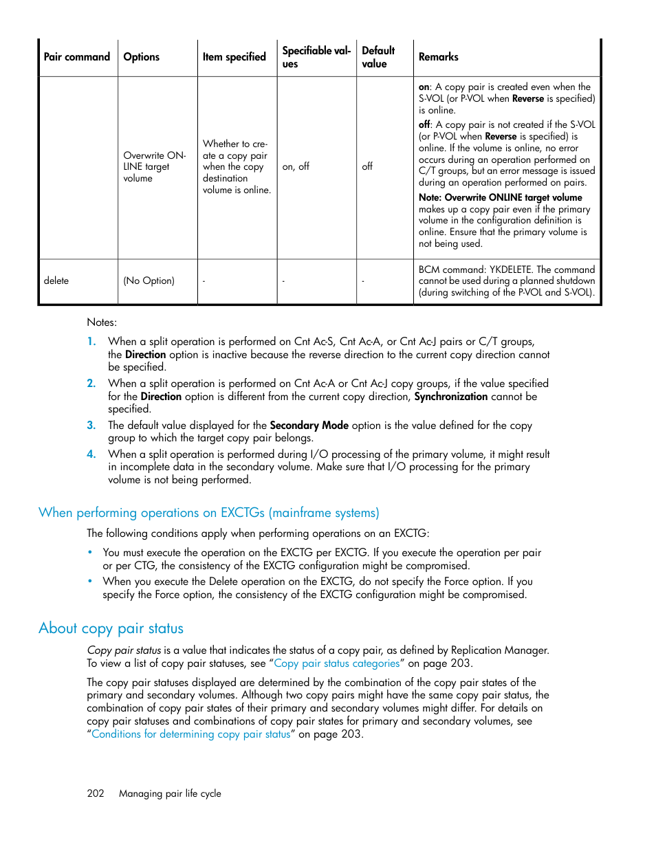 About copy pair status | HP XP Array Manager Software User Manual | Page 202 / 472