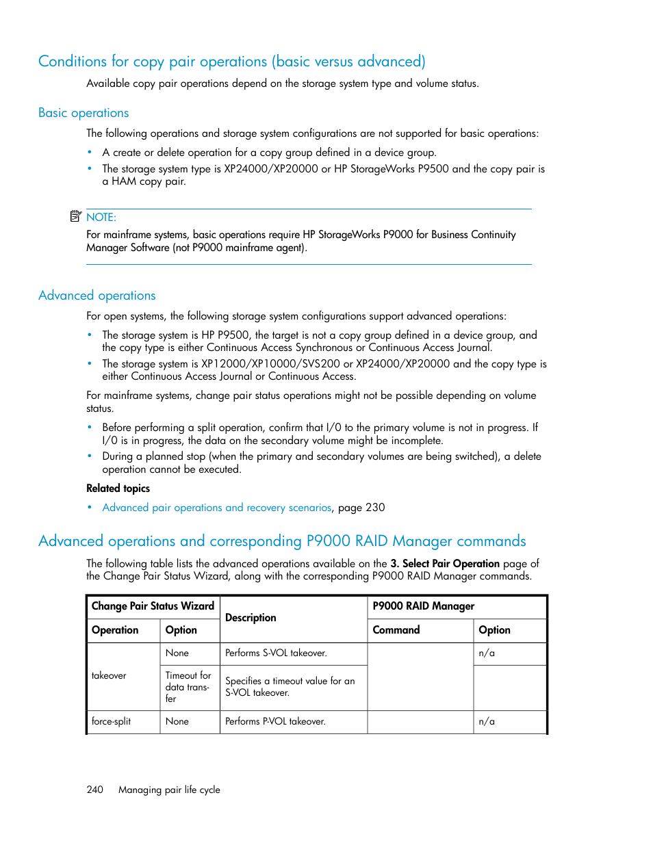 Advanced | HP XP Array Manager Software User Manual | Page 240 / 472