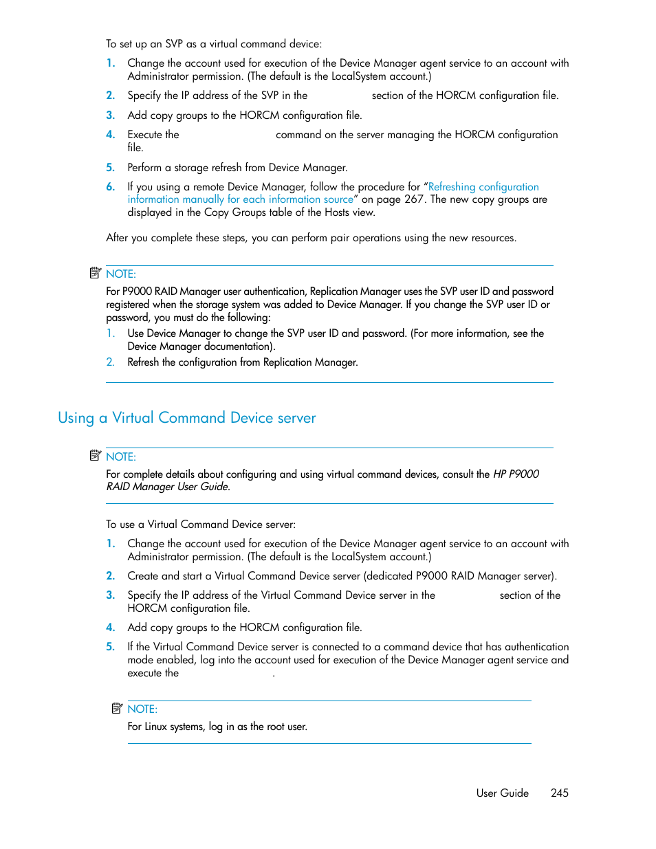 Using a virtual command device server | HP XP Array Manager Software User Manual | Page 245 / 472