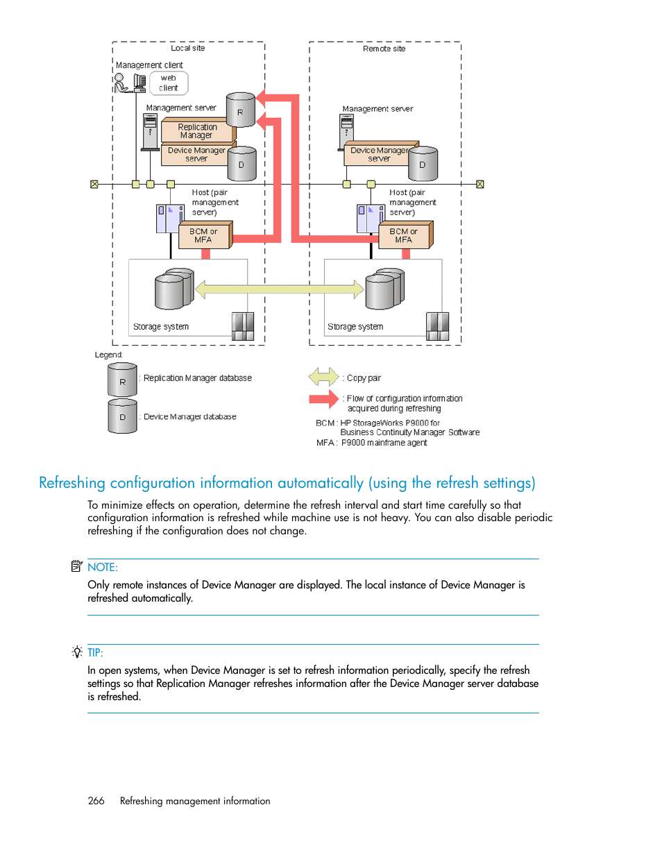 Refreshing configuration information automatically, Using the refresh settings), Ibed in | Settings) | HP XP Array Manager Software User Manual | Page 266 / 472