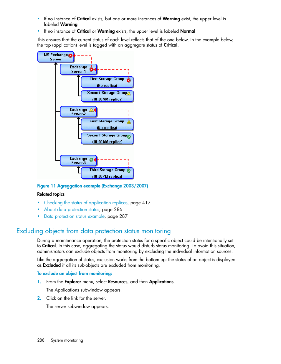 Agreggation example (exchange 2003/2007) | HP XP Array Manager Software User Manual | Page 288 / 472