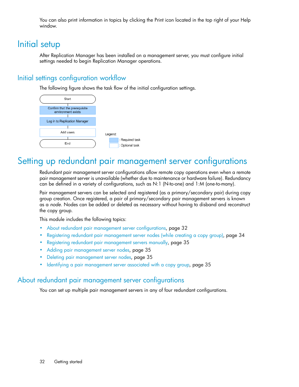 Initial setup, Initial settings configuration workflow | HP XP Array Manager Software User Manual | Page 32 / 472