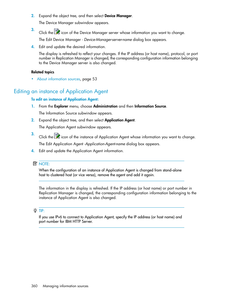 Editing an instance of application agent | HP XP Array Manager Software User Manual | Page 360 / 472