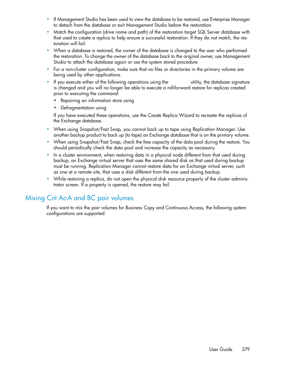 Mixing cnt ac-a and bc pair volumes | HP XP Array Manager Software User Manual | Page 379 / 472