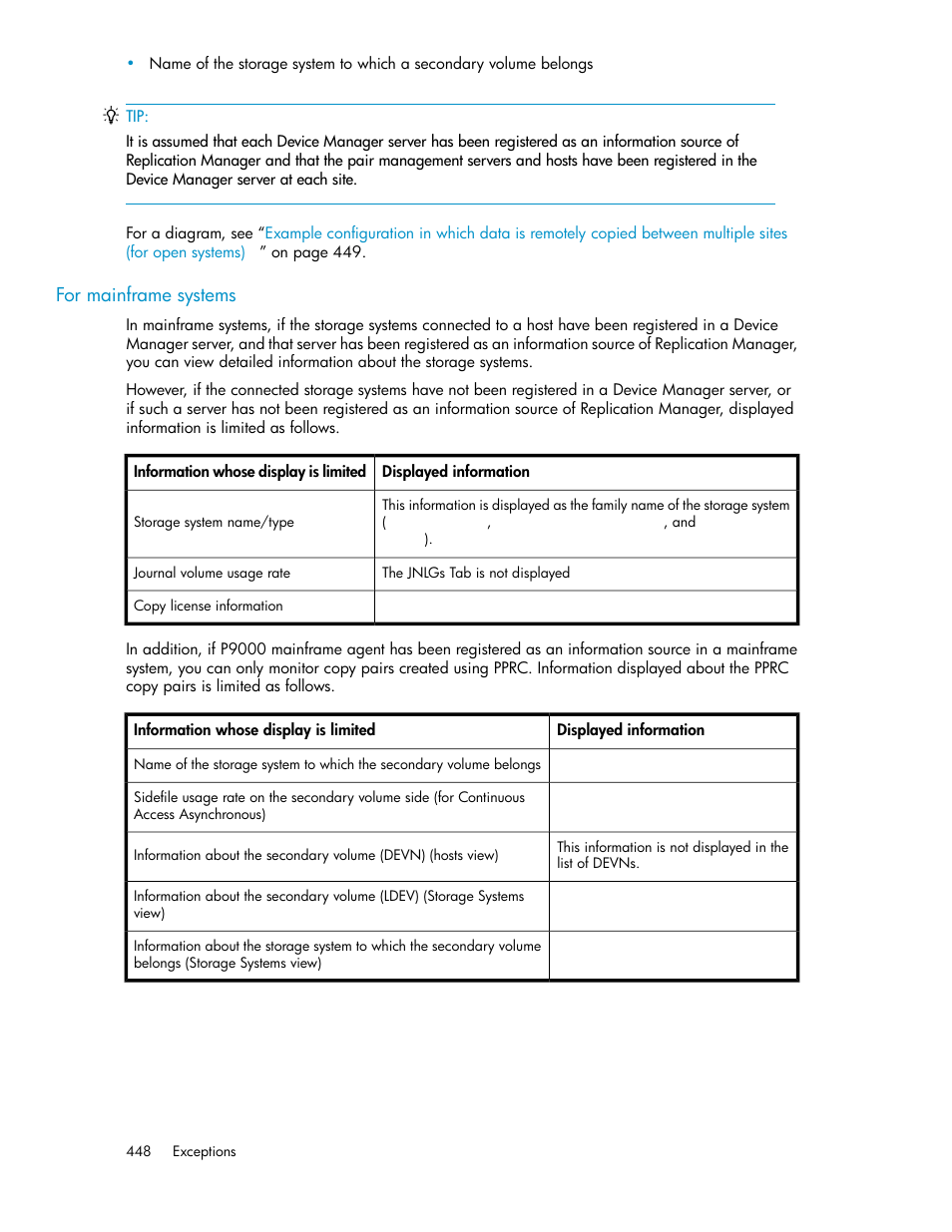 For mainframe systems | HP XP Array Manager Software User Manual | Page 448 / 472