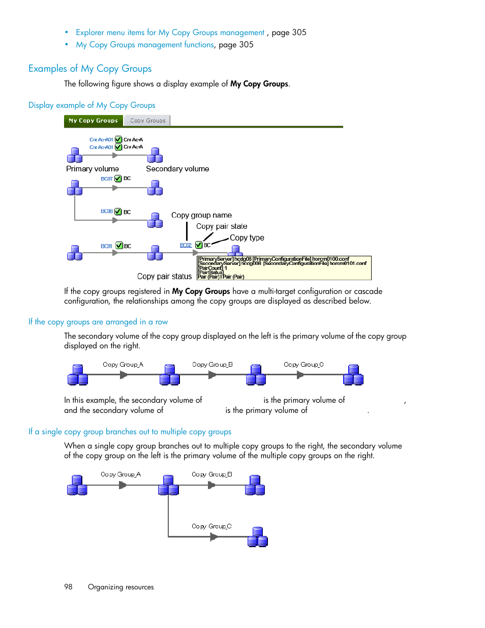 Examples of my copy groups | HP XP Array Manager Software User Manual | Page 98 / 472