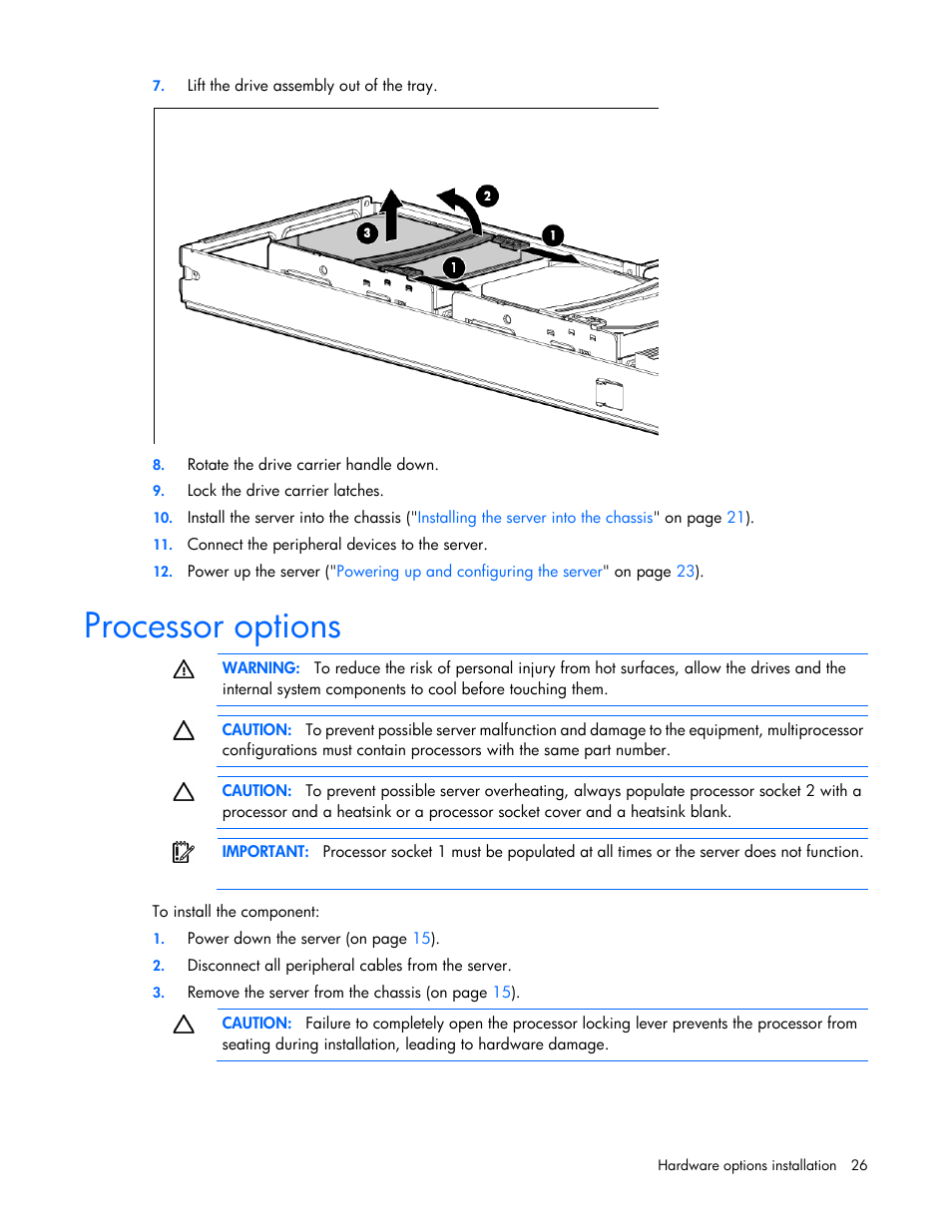 Processor options | HP ProLiant SL390s G7 Server User Manual | Page 26 / 82