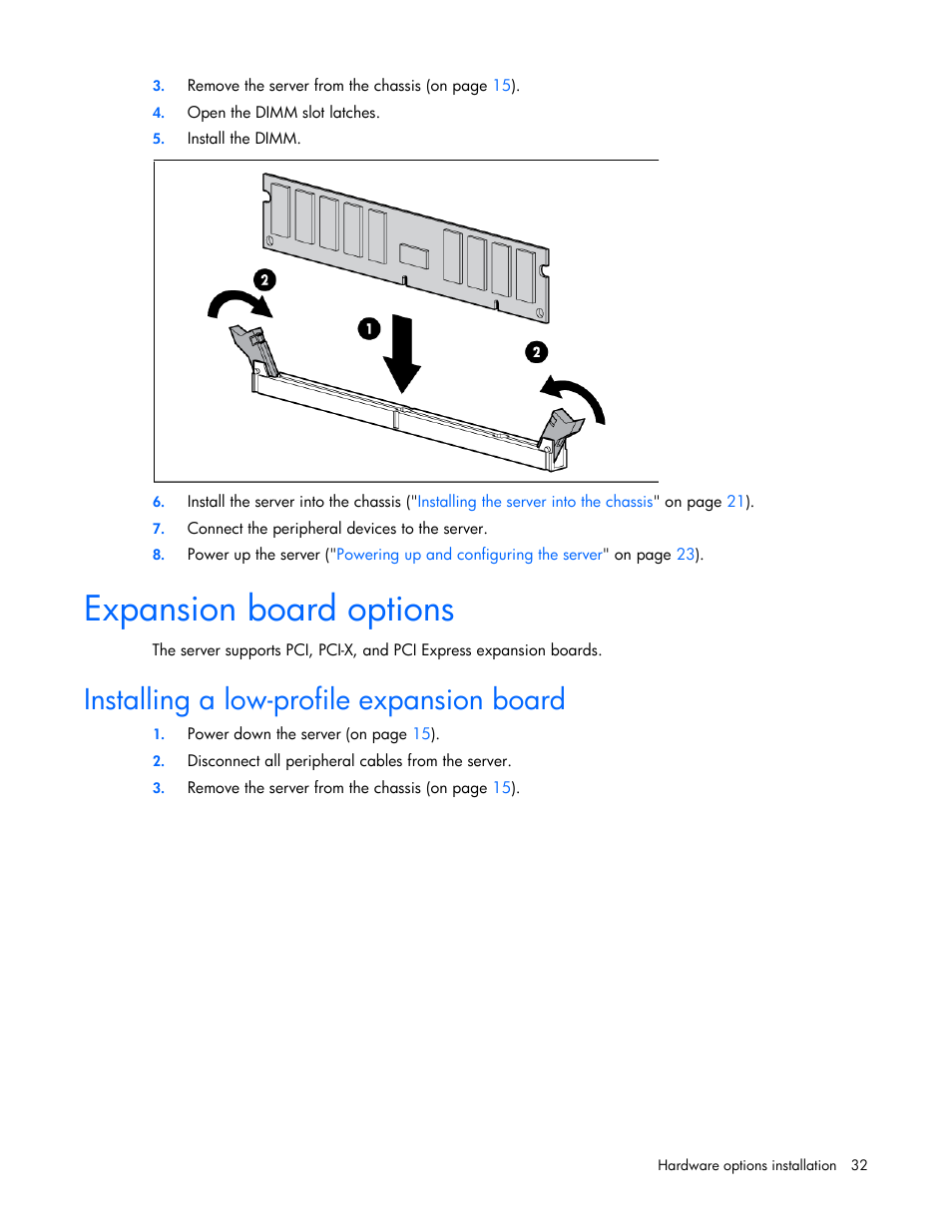 Expansion board options, Installing a low-profile expansion board | HP ProLiant SL390s G7 Server User Manual | Page 32 / 82