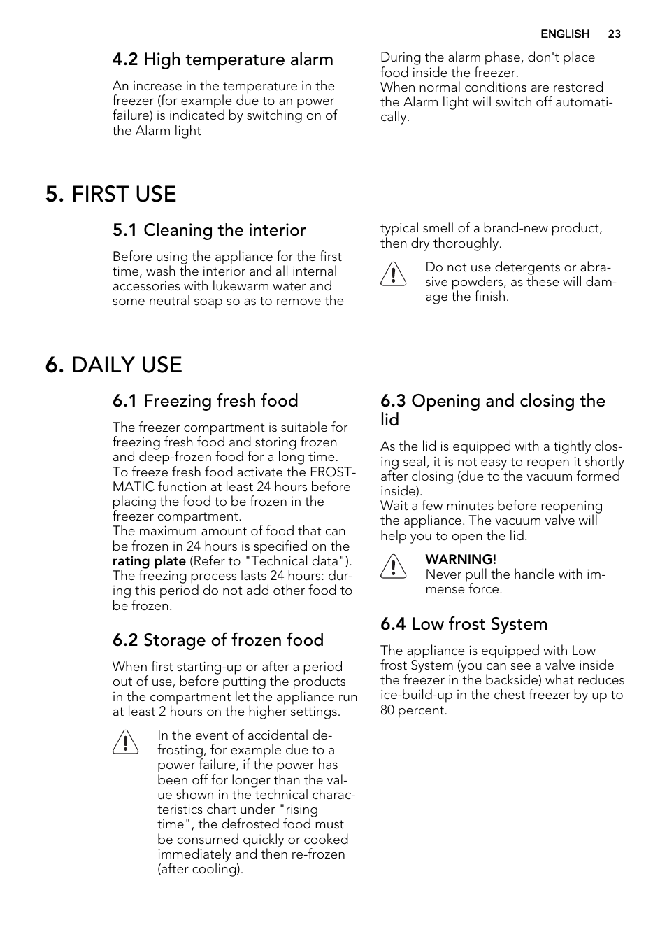 First use, Daily use | AEG A92300HLW0 User Manual | Page 23 / 68