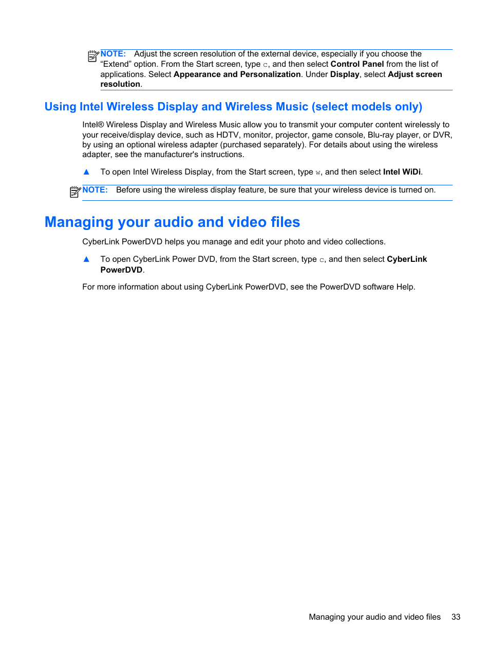 Managing your audio and video files | HP Spectre XT TouchSmart Ultrabook 15-4095ca User Manual | Page 43 / 103