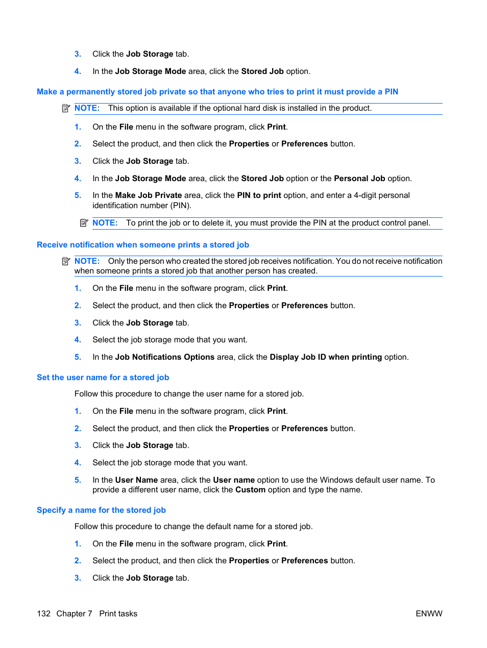 Set the user name for a stored job, Specify a name for the stored job | HP Color LaserJet Enterprise CP4525 Printer series User Manual | Page 146 / 282