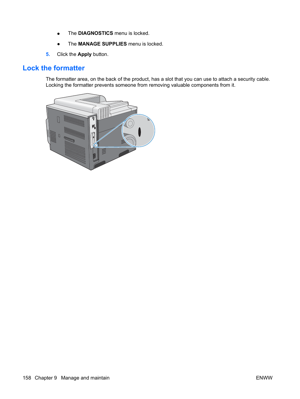 Lock the formatter | HP Color LaserJet Enterprise CP4525 Printer series User Manual | Page 172 / 282