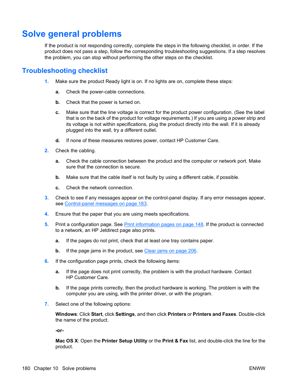 Solve general problems, Troubleshooting checklist | HP Color LaserJet Enterprise CP4525 Printer series User Manual | Page 194 / 282