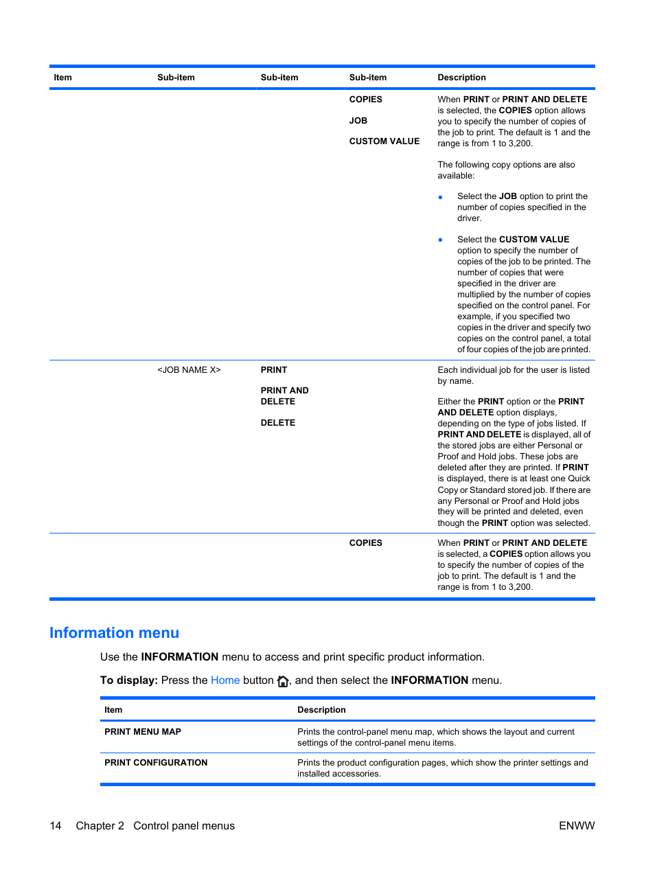 Information menu | HP Color LaserJet Enterprise CP4525 Printer series User Manual | Page 28 / 282