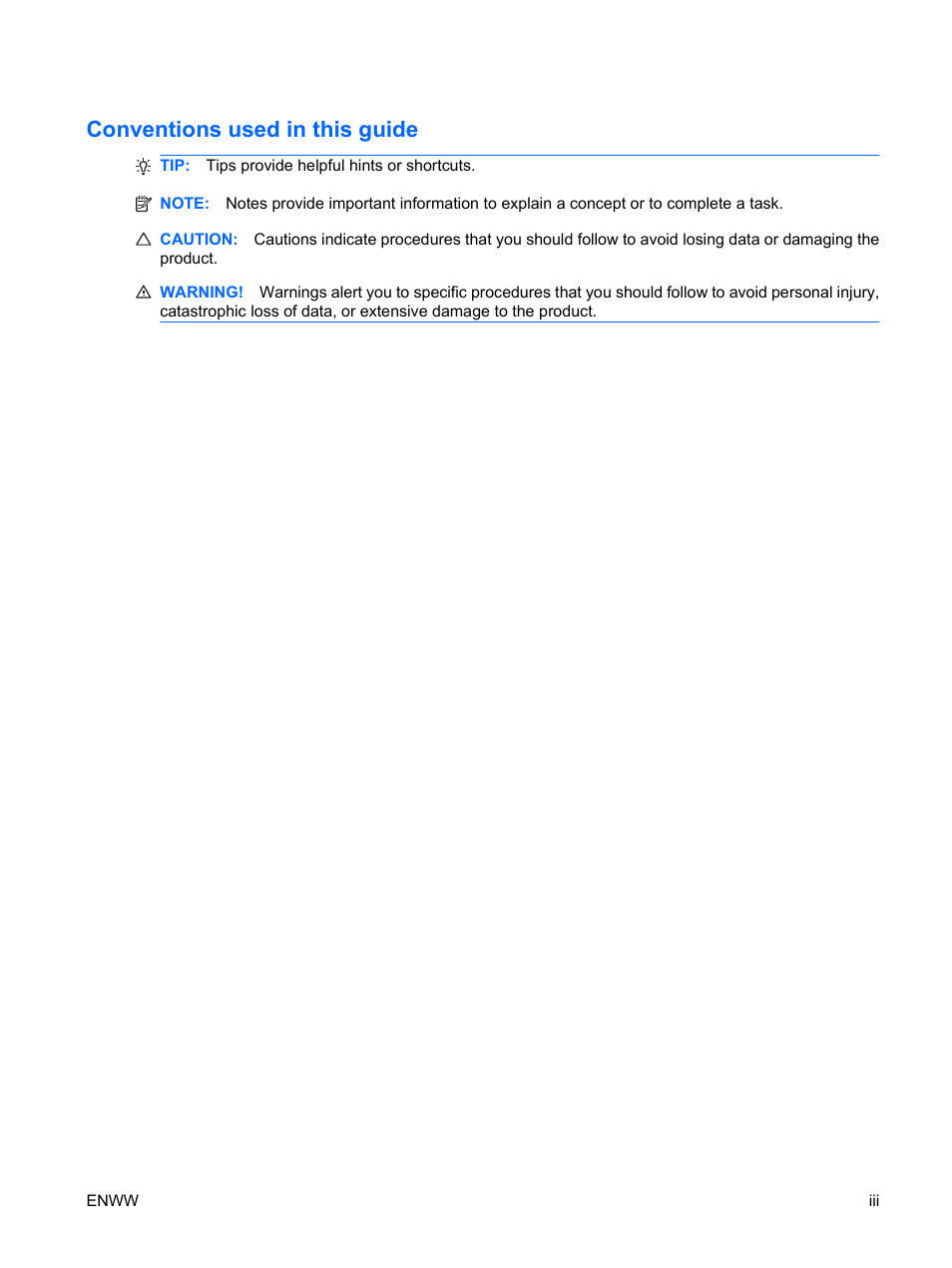 Conventions used in this guide | HP Color LaserJet Enterprise CP4525 Printer series User Manual | Page 5 / 282
