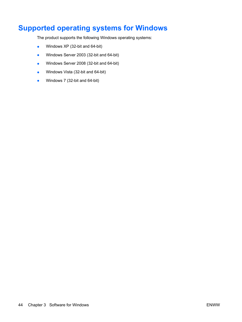 Supported operating systems for windows | HP Color LaserJet Enterprise CP4525 Printer series User Manual | Page 58 / 282