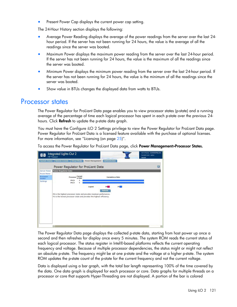 Processor states | HP Integrated Lights-Out User Manual | Page 121 / 236