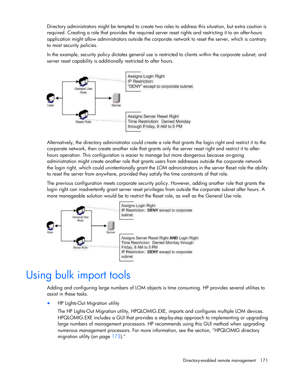 Using bulk import tools | HP Integrated Lights-Out User Manual | Page 171 / 236