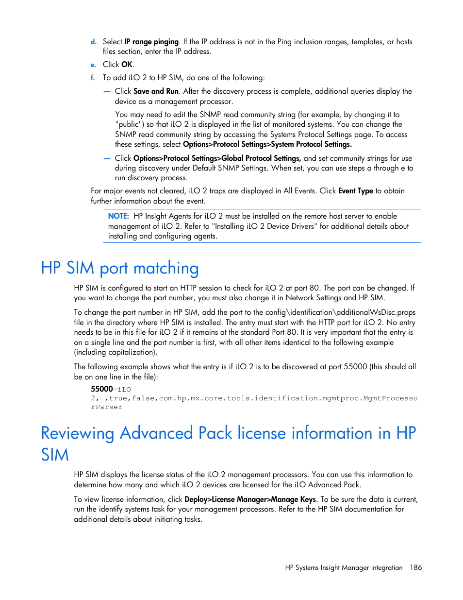 Hp sim port matching | HP Integrated Lights-Out User Manual | Page 186 / 236