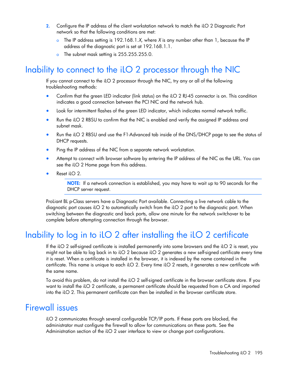 Firewall issues | HP Integrated Lights-Out User Manual | Page 195 / 236