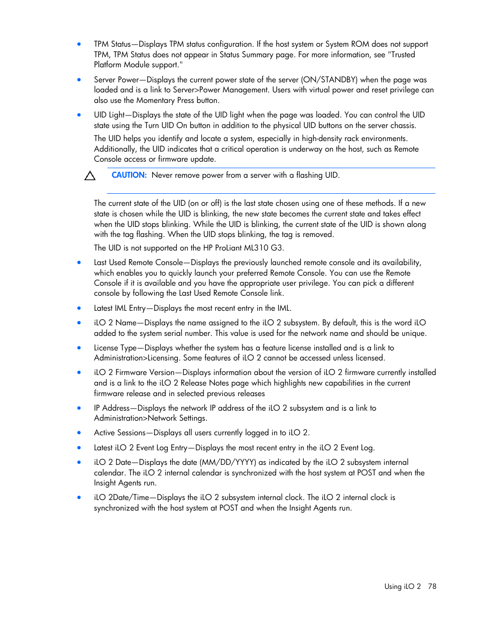 HP Integrated Lights-Out User Manual | Page 78 / 236