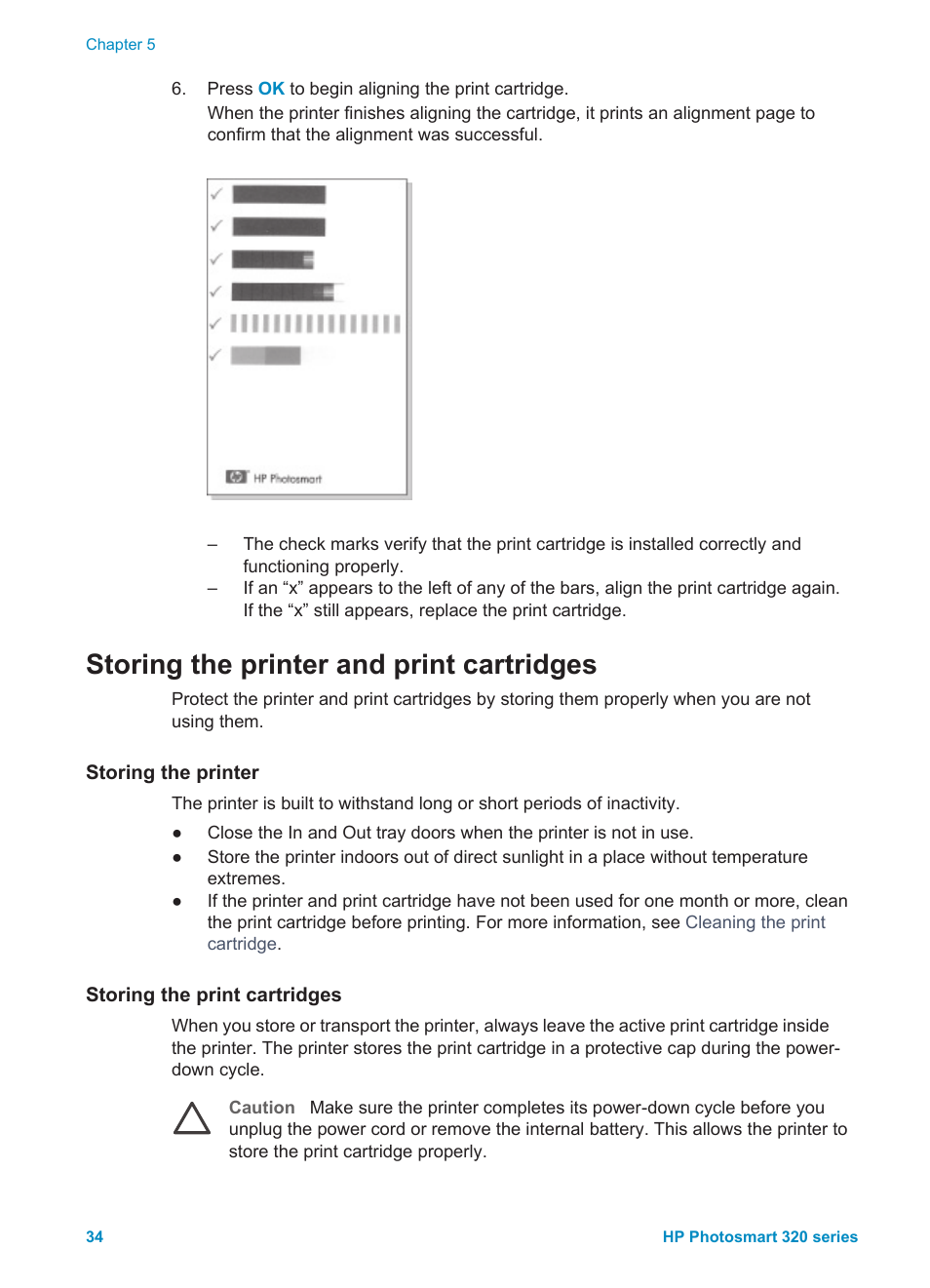 Storing the printer and print cartridges, Storing the printer, Storing the print cartridges | Storing the printer storing the print cartridges | HP Photosmart 325 Compact Photo Printer User Manual | Page 37 / 62