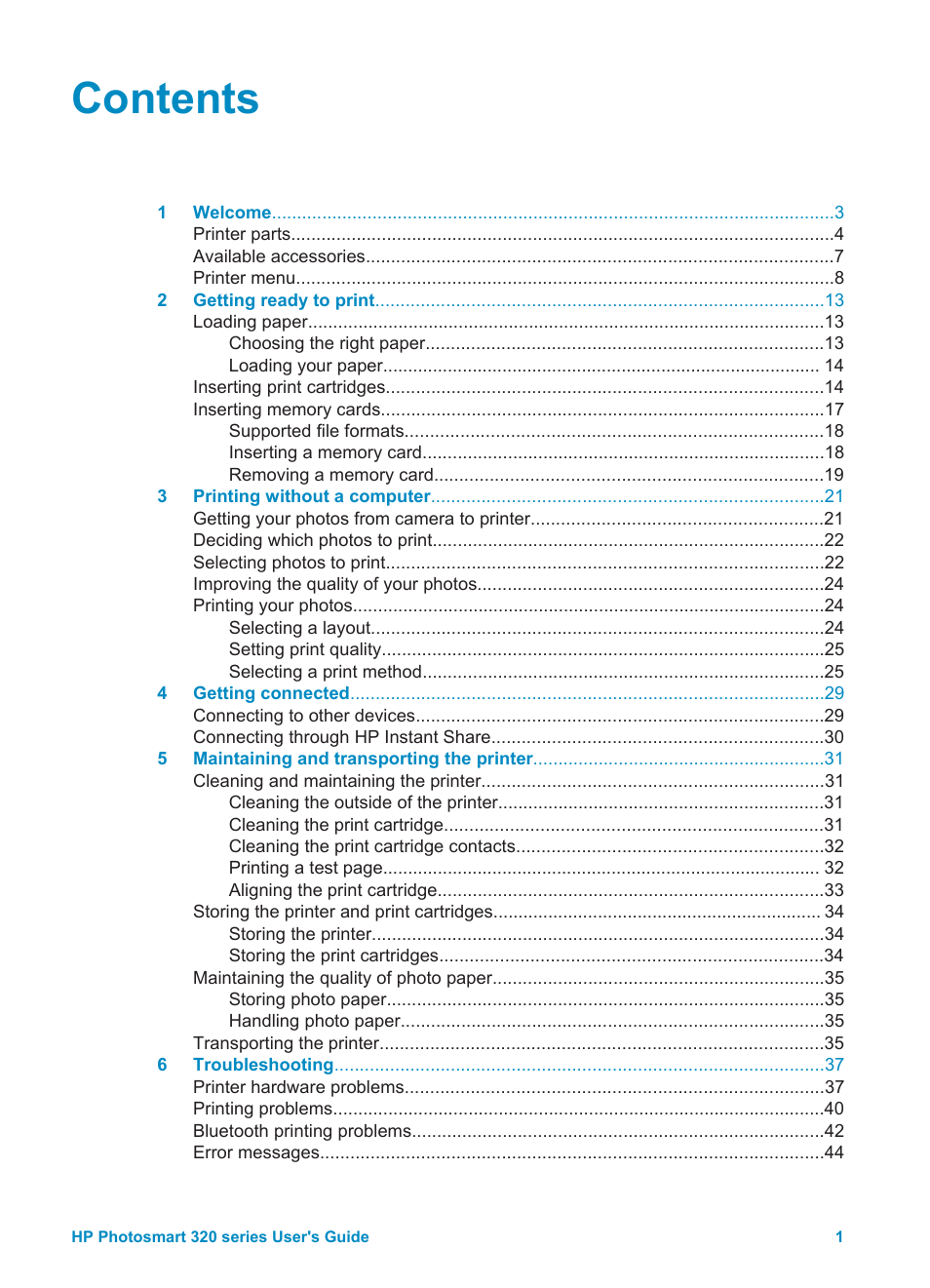 HP Photosmart 325 Compact Photo Printer User Manual | Page 4 / 62
