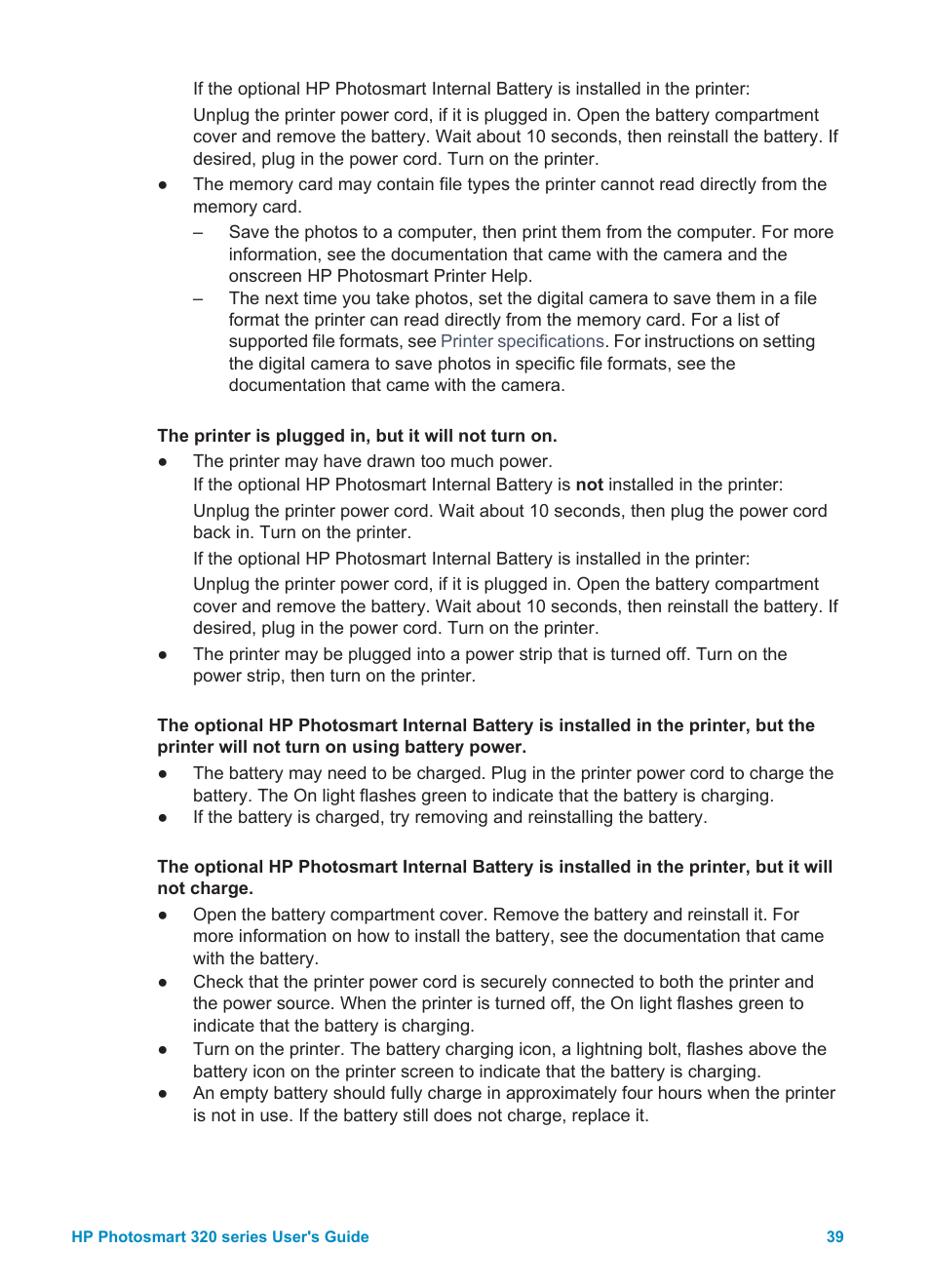 HP Photosmart 325 Compact Photo Printer User Manual | Page 42 / 62