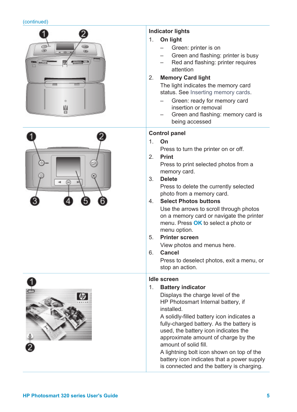 HP Photosmart 325 Compact Photo Printer User Manual | Page 8 / 62