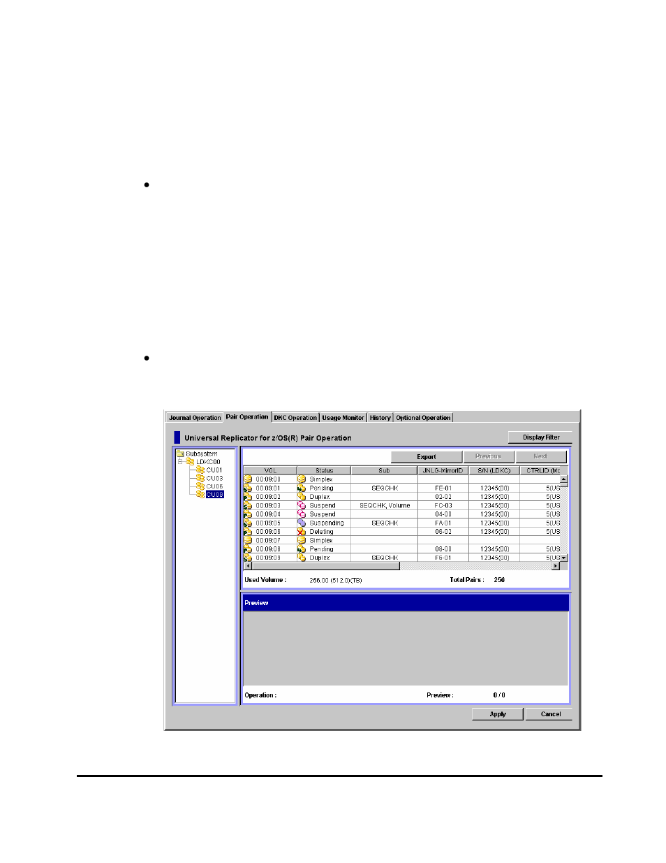 Pair operation window | HP StorageWorks XP Remote Web Console Software User Manual | Page 141 / 314