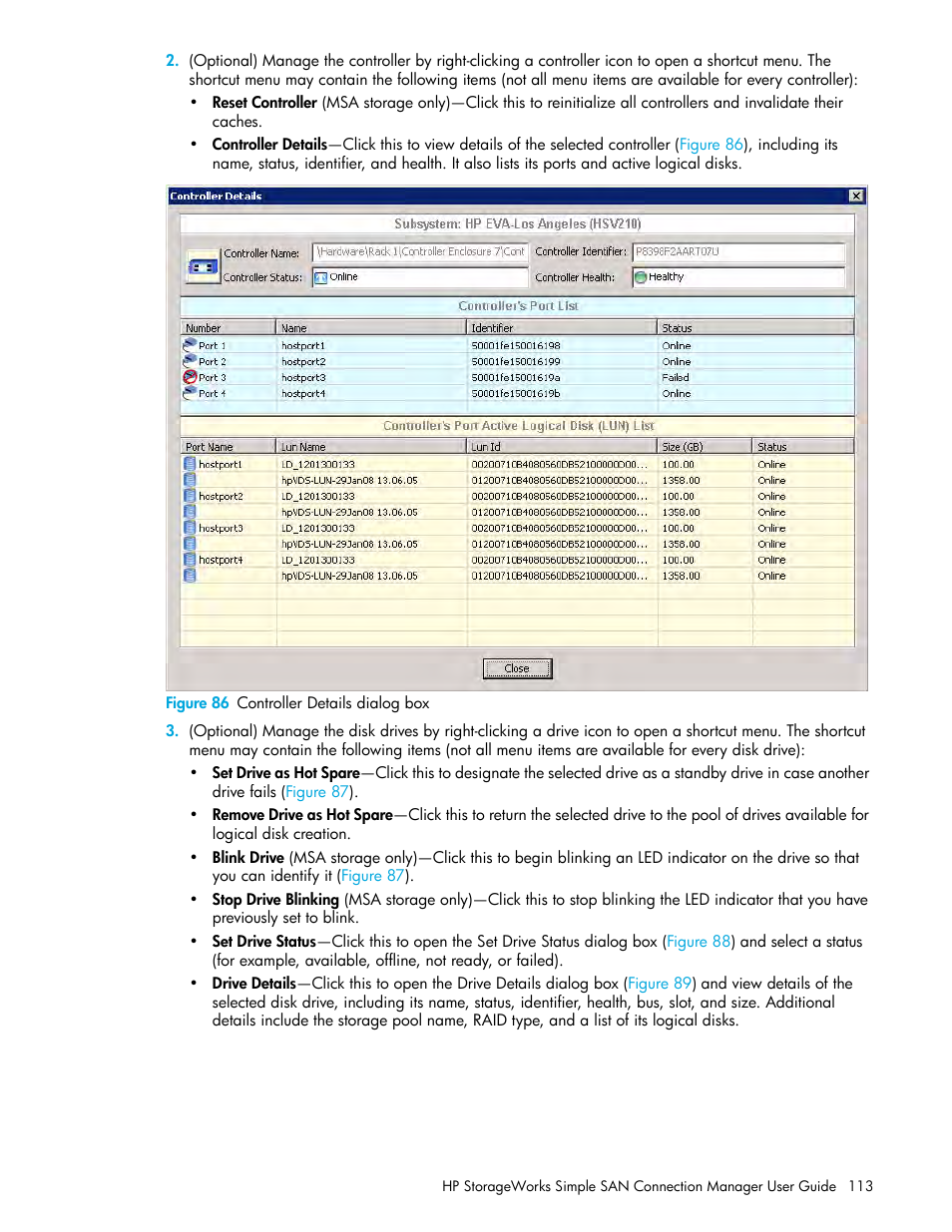 86 controller details dialog box | HP 8.20q Fibre Channel Switch User Manual | Page 113 / 150