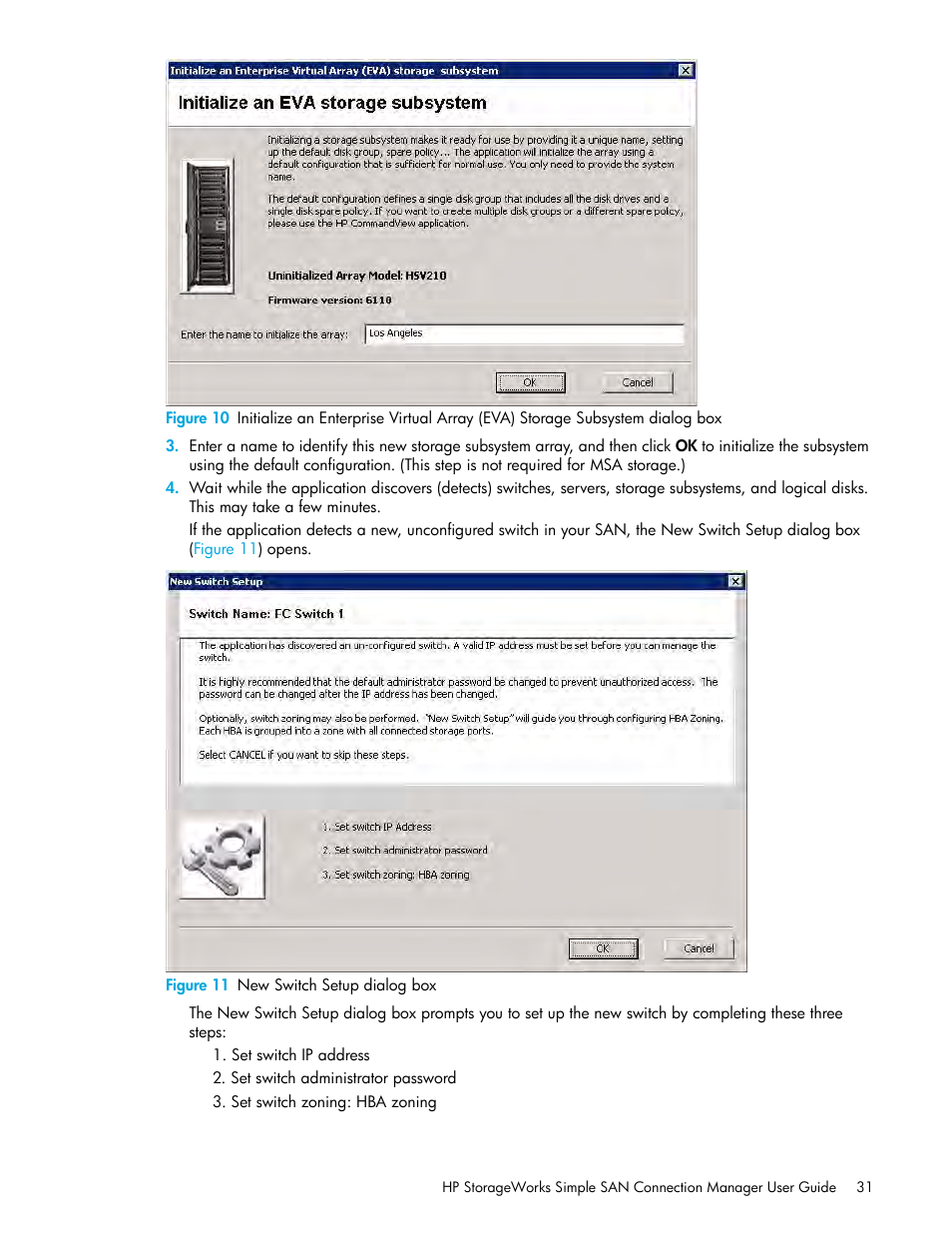 11 new switch setup dialog box, Step 3, Skip to | Step 4, Figure 10 | HP 8.20q Fibre Channel Switch User Manual | Page 31 / 150