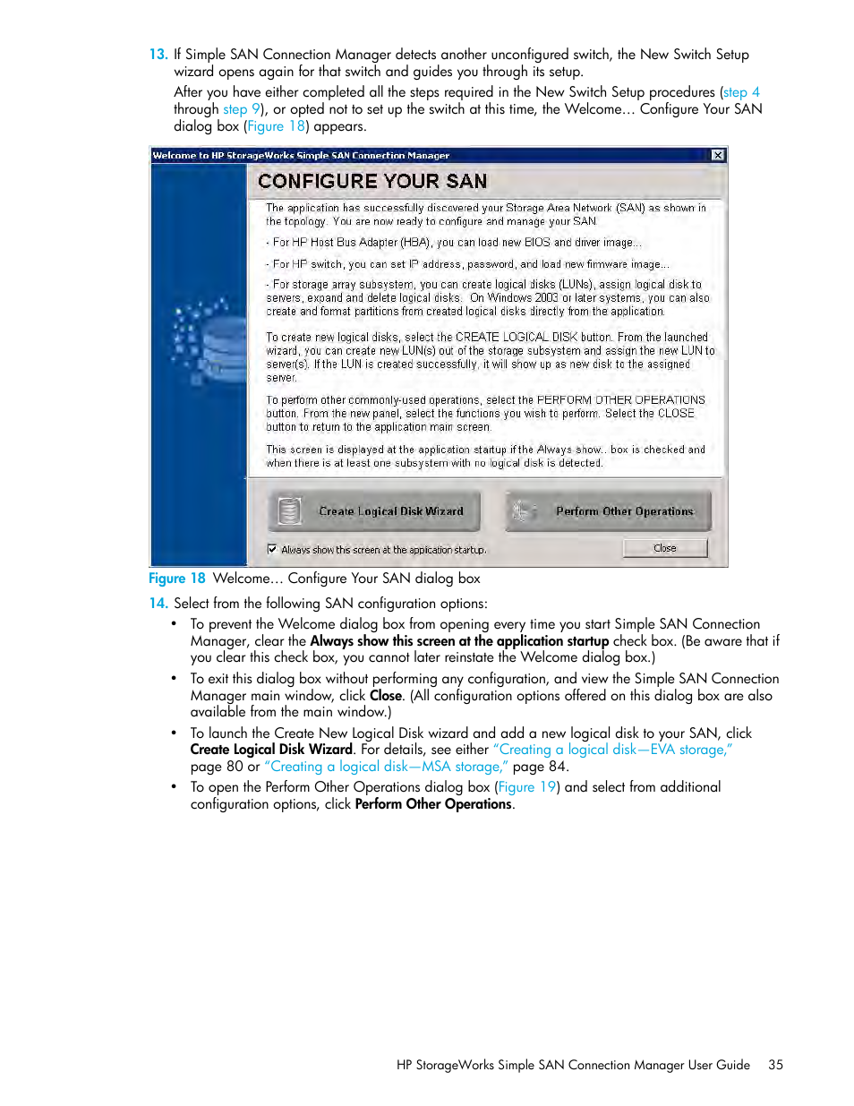 18 welcome… configure your san dialog box | HP 8.20q Fibre Channel Switch User Manual | Page 35 / 150