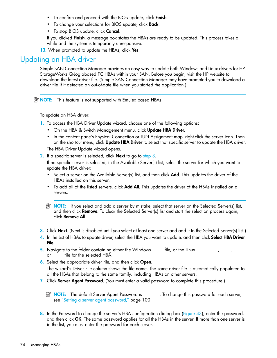 Updating an hba driver | HP 8.20q Fibre Channel Switch User Manual | Page 74 / 150