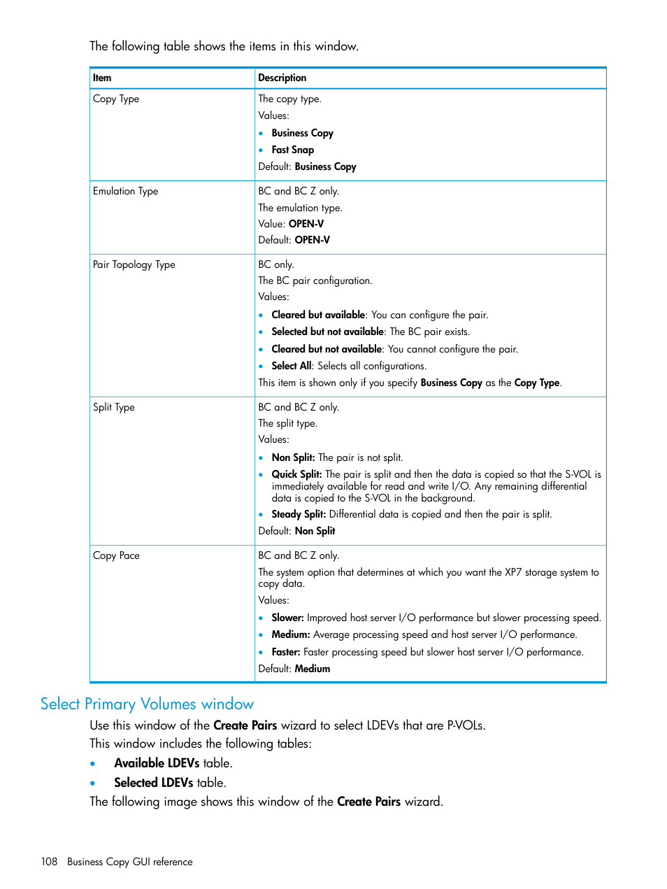 Select primary volumes window | HP XP Racks User Manual | Page 108 / 131