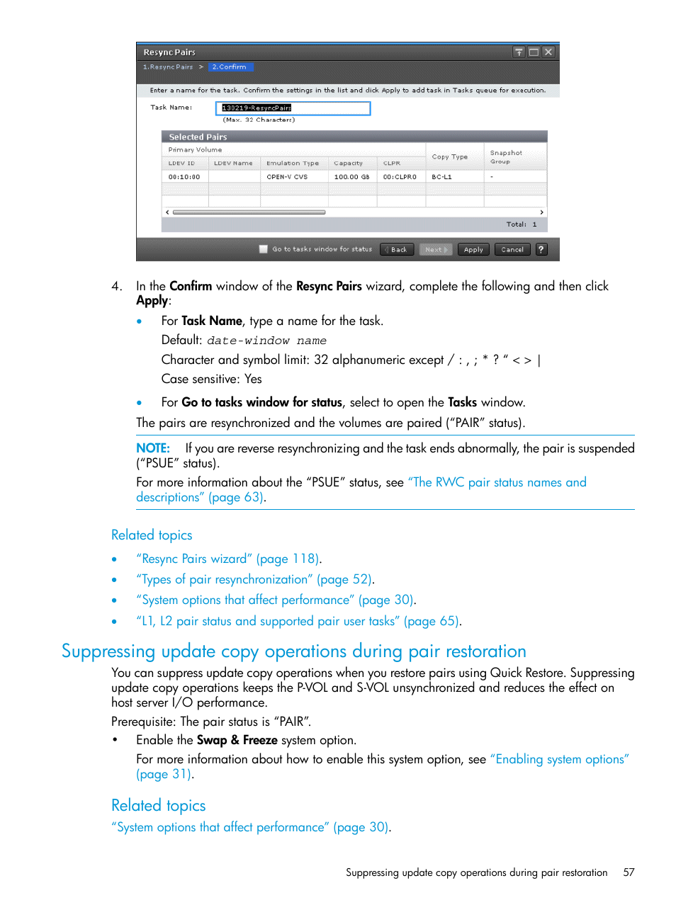 Suppressing update, Related topics | HP XP Racks User Manual | Page 57 / 131