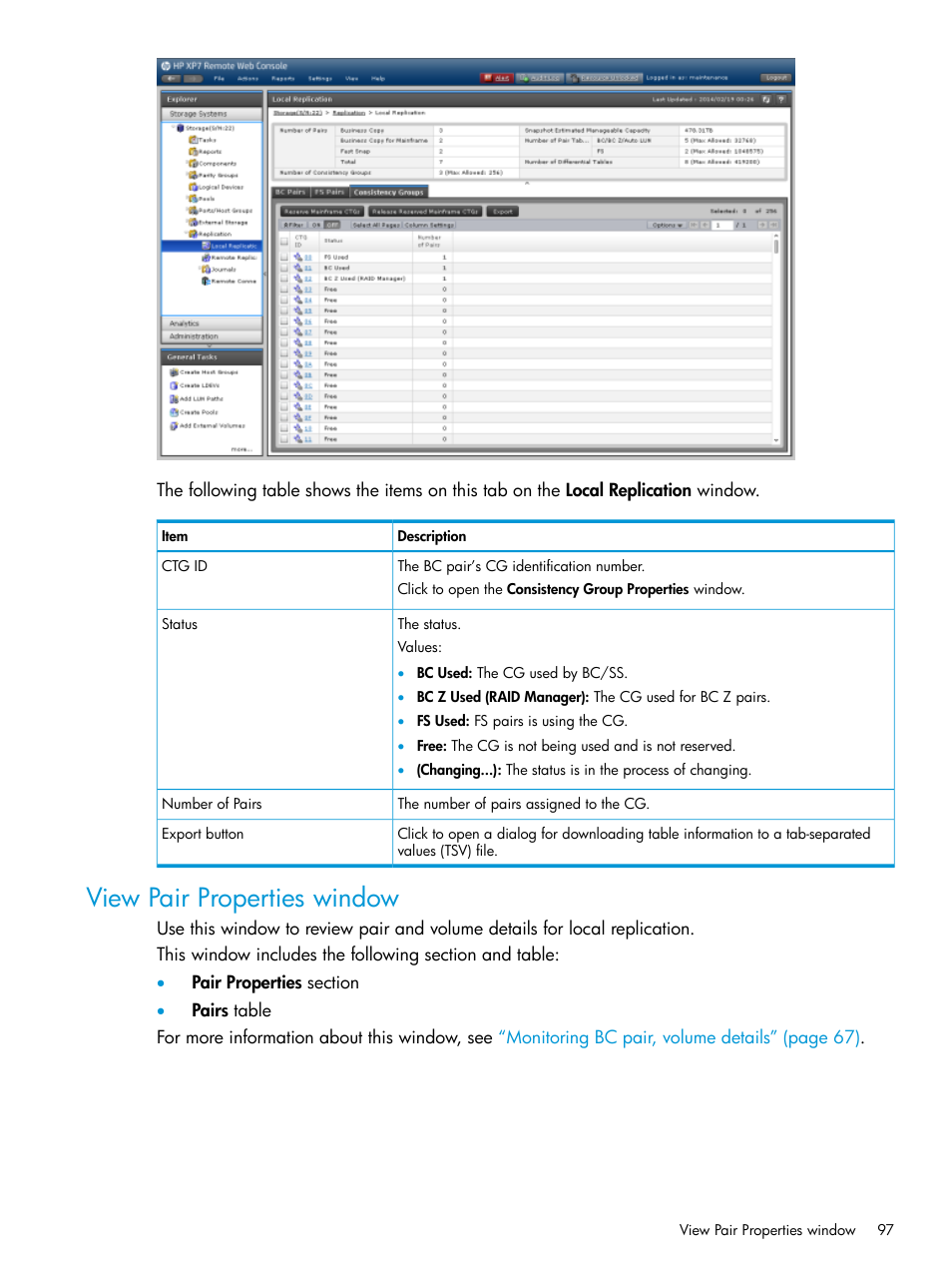 View pair properties window | HP XP Racks User Manual | Page 97 / 131