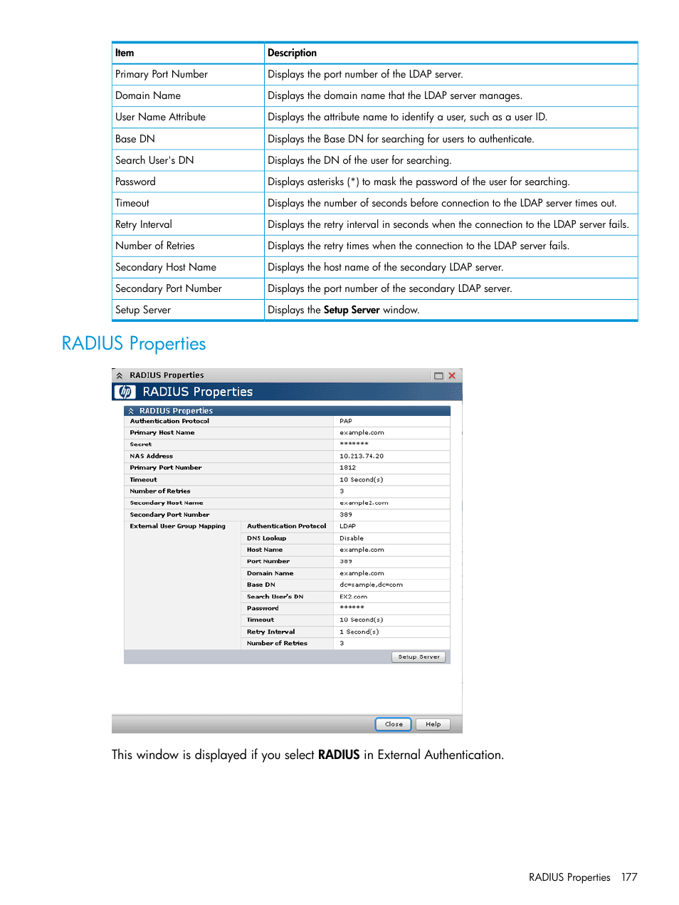 Radius properties | HP XP P9500 Storage User Manual | Page 177 / 233