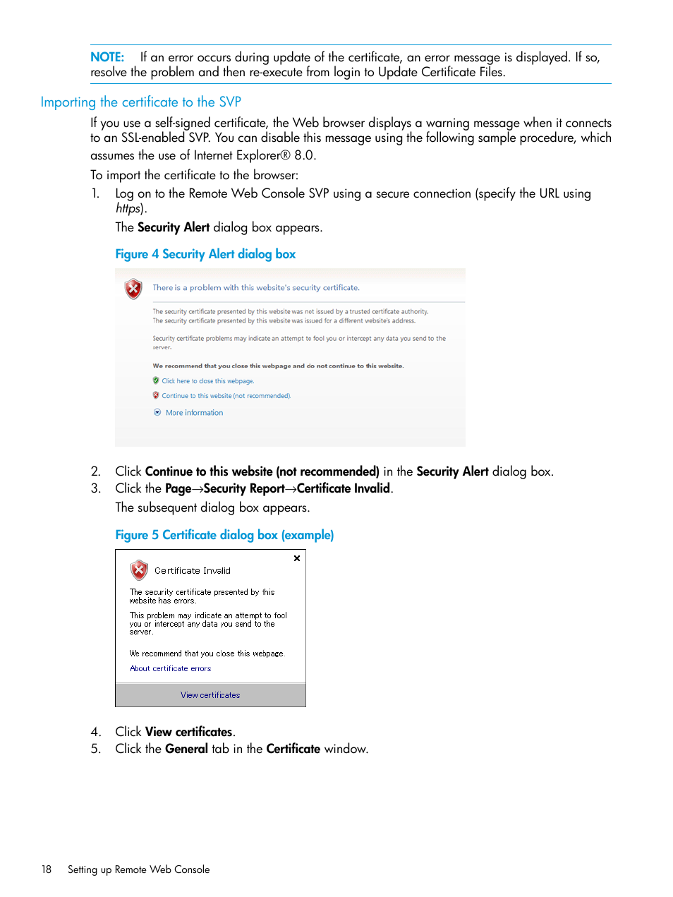 Importing the certificate to the svp | HP XP P9500 Storage User Manual | Page 18 / 233