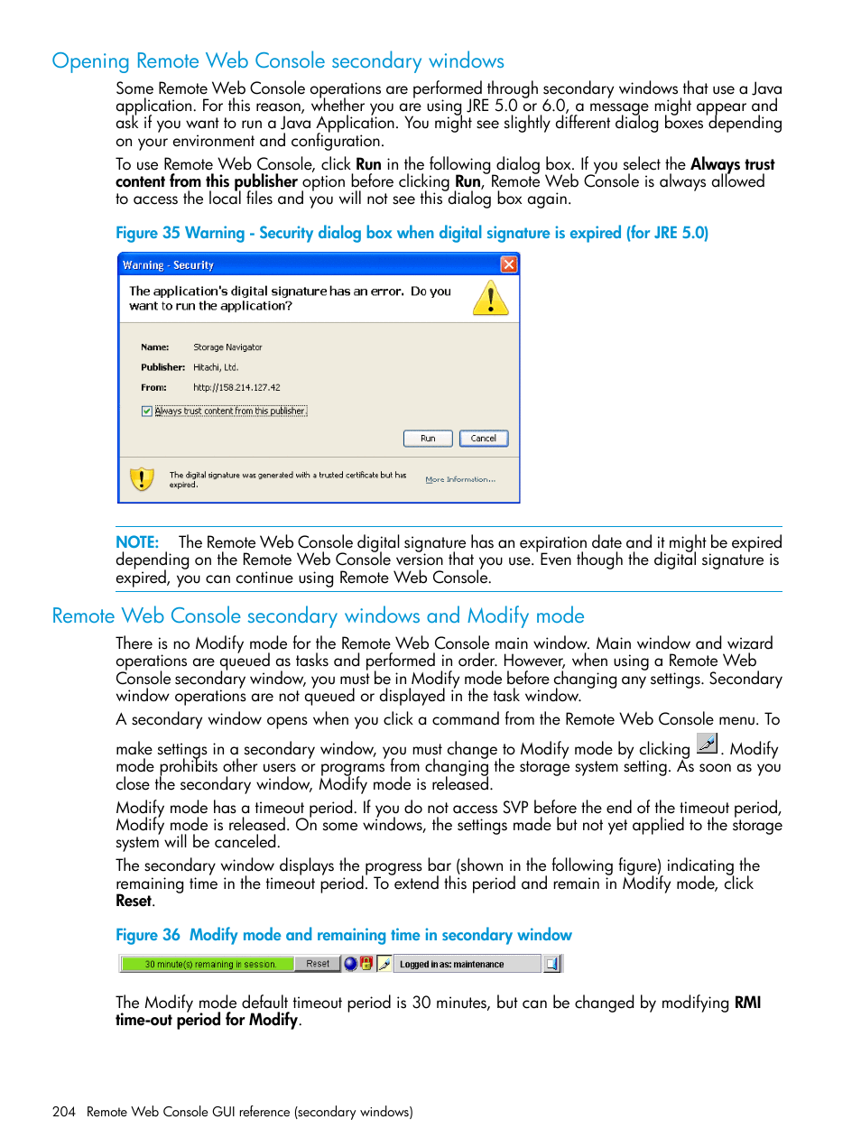 Opening remote web console secondary windows | HP XP P9500 Storage User Manual | Page 204 / 233