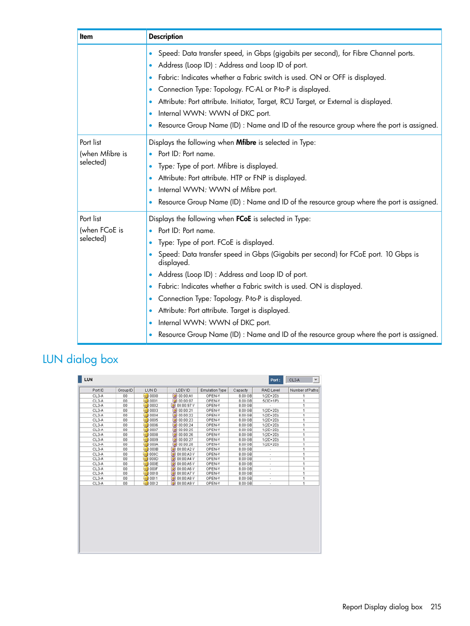 Lun dialog box | HP XP P9500 Storage User Manual | Page 215 / 233