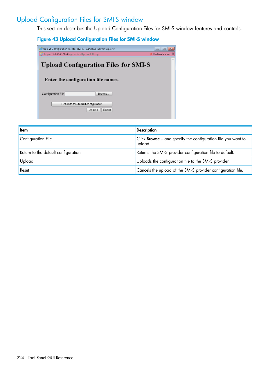 Upload configuration files for smi-s window | HP XP P9500 Storage User Manual | Page 224 / 233