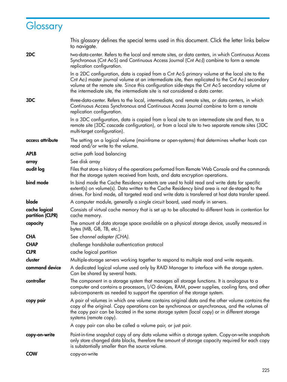 Glossary | HP XP P9500 Storage User Manual | Page 225 / 233