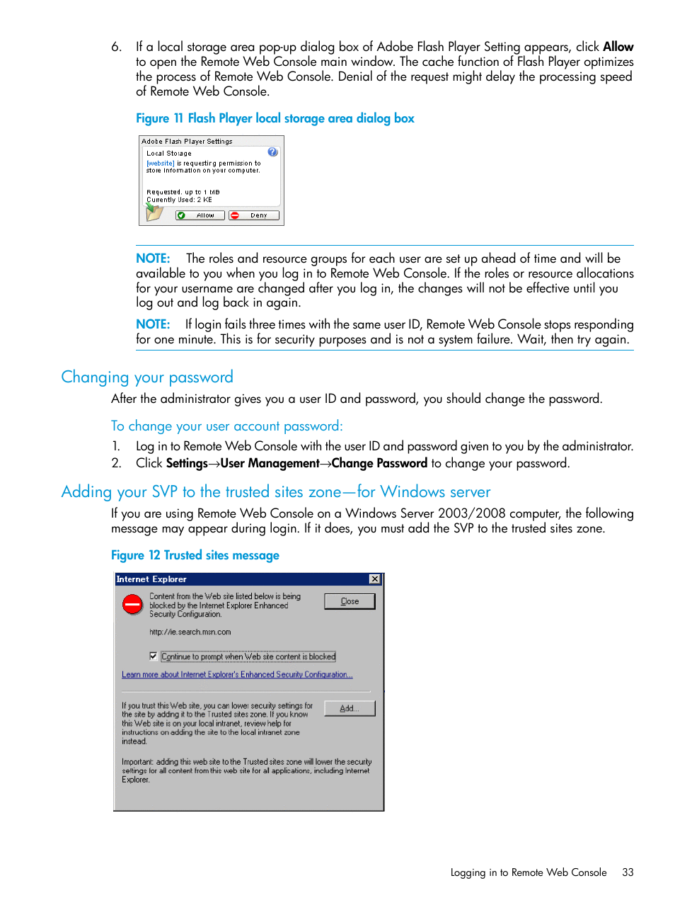 Changing your password, Adding | HP XP P9500 Storage User Manual | Page 33 / 233