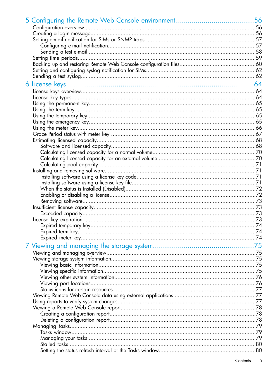 5 configuring the remote web console environment, 6 license keys, 7 viewing and managing the storage system | HP XP P9500 Storage User Manual | Page 5 / 233