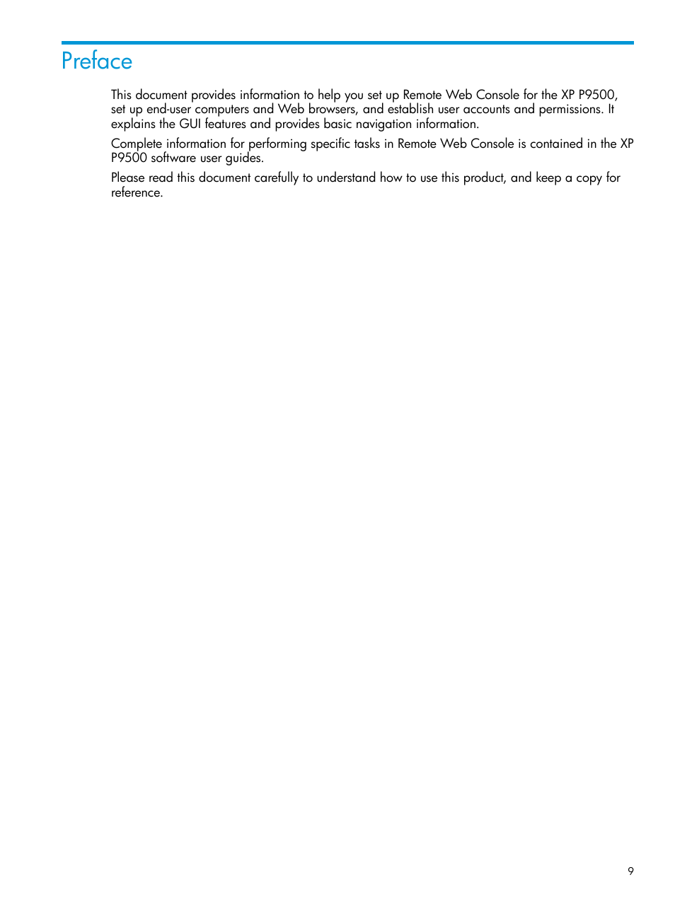 Preface | HP XP P9500 Storage User Manual | Page 9 / 233