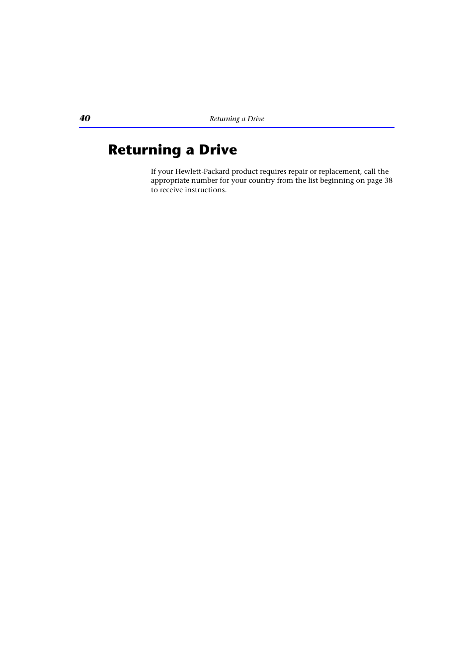 Returning a drive | HP CD-Writer Plus Internal 9110i Drive User Manual | Page 40 / 40
